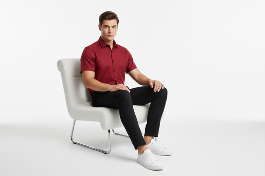 Short Sleeve Shirts Maroon-Yarndrop™