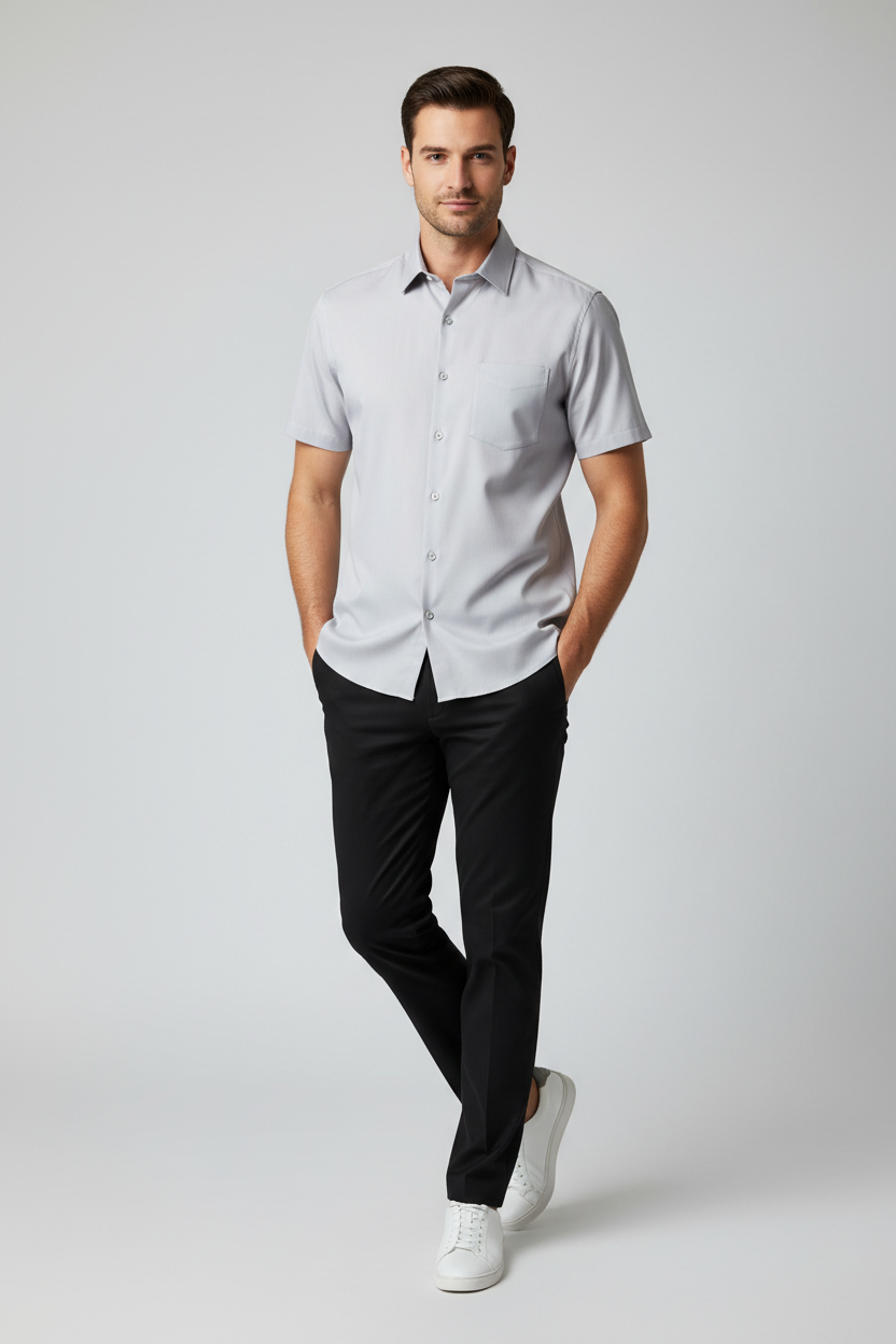 Men’s stylish grey short sleeve shirt