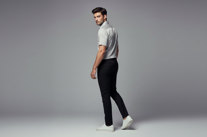 Classic grey short sleeve shirt for office wear