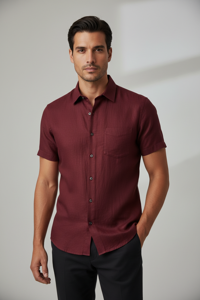 Navy Blue Short Sleeve Shirt – Yarndrop™