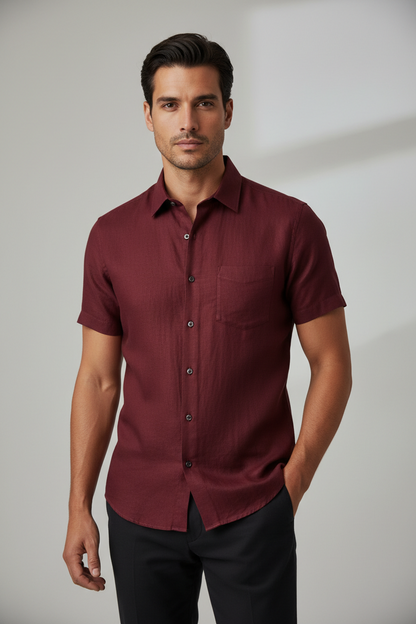 Navy Blue Short Sleeve Shirt – Yarndrop™