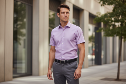 Men’s lavender short sleeve cotton shirt